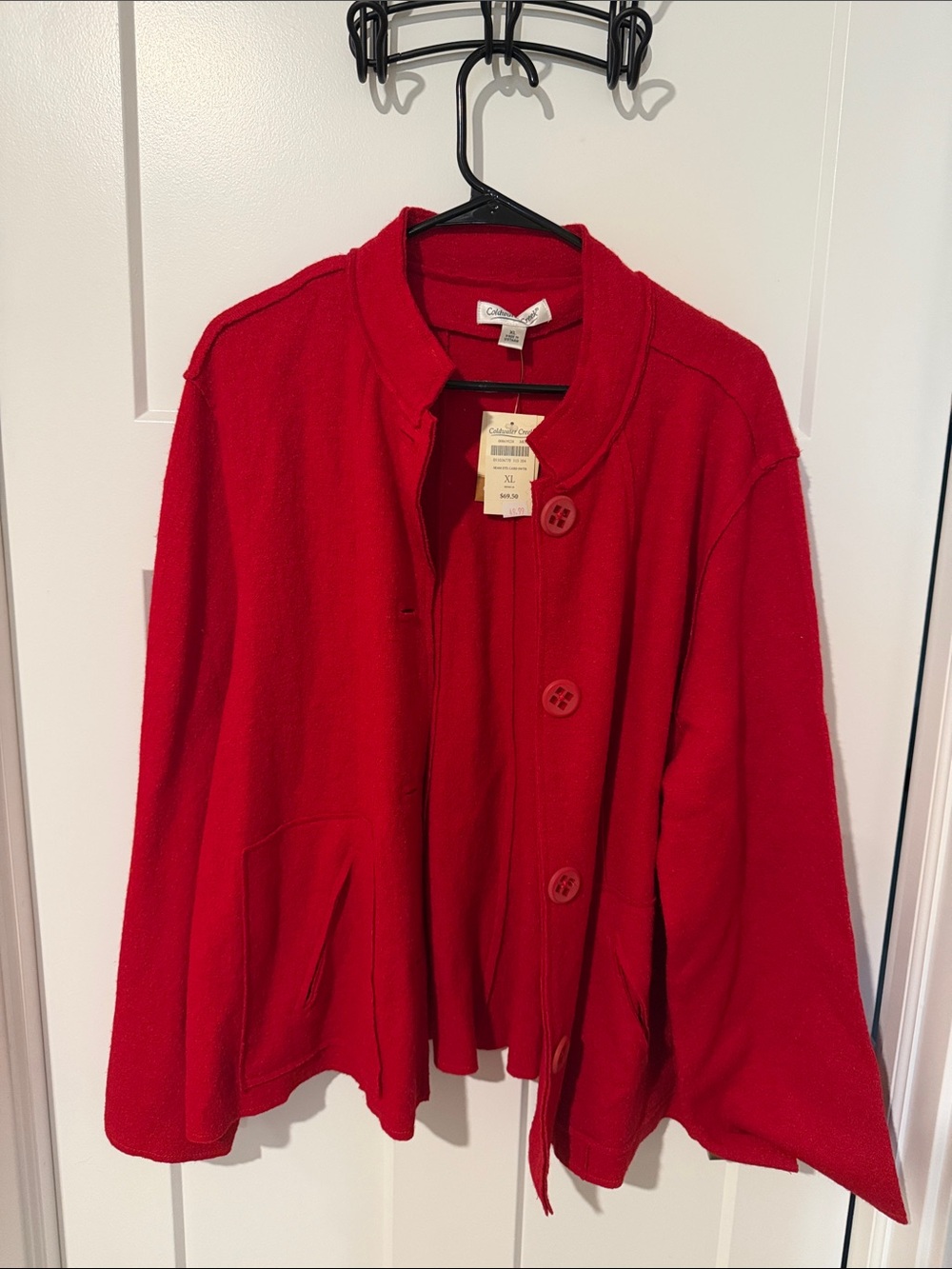 NWT Cozy Red Women's Button-Front Jacket